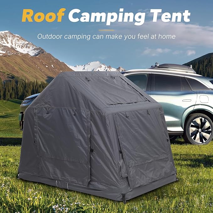 CDEN Inflatable Rooftop Tent SUV Truck Bed Tent 2-3 Person Pop-Up Car Roof Top Tent Overland Tents with Air Mattress Ladder Rainfly Pump for Camping Outdoor Travel