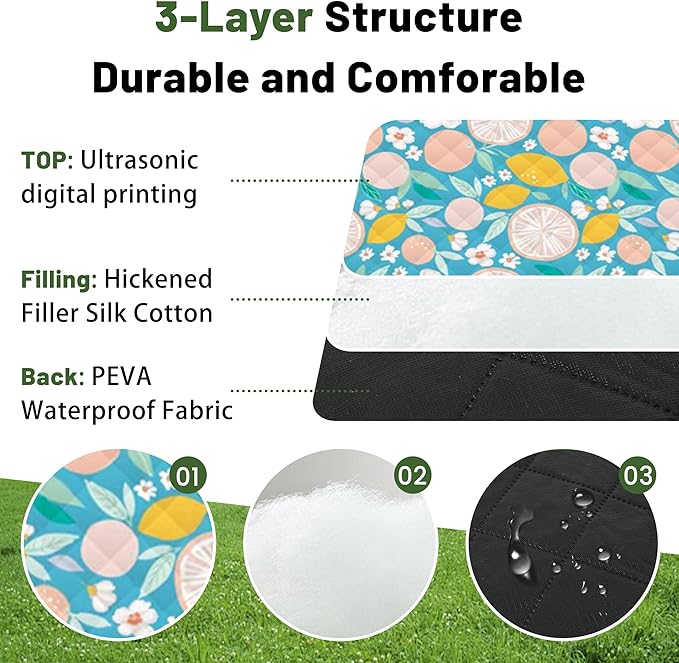Dimatic Cute Picnic Blankets 78x78 Extra Large Beach Blankets Waterproof Sand Proof Foldable Portable for Outdoor Family Camping