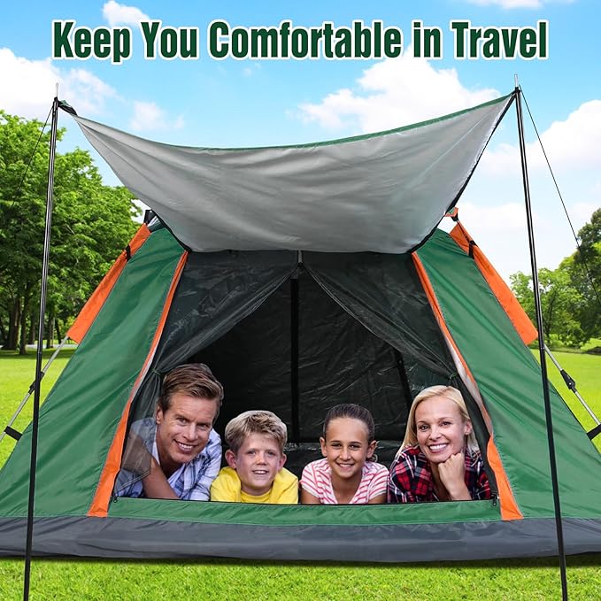 4-5 Person Camping Tent Outdoor Foldable Waterproof Tent with 2 Mosquito Nets Windows Carrying Bag for Hiking Climbing Adventure Fishing