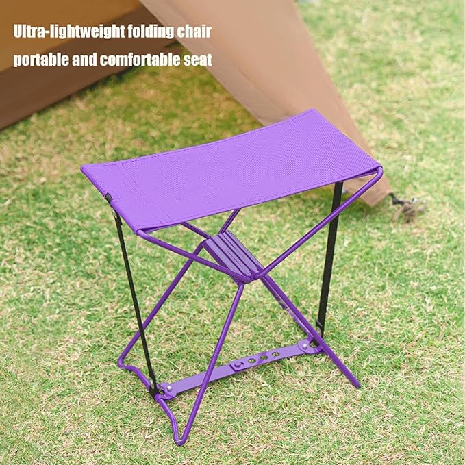 Outdoor Ultralight Chair Portable and Easy to Set Up Camping Chair Fishing Small Bench Suitable for Waiting in Line Walking Backpacking Travel Purple