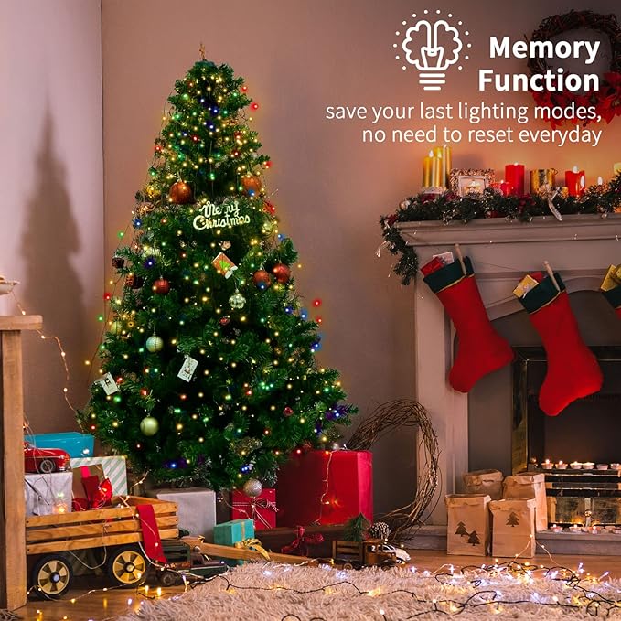 BOLWEO Christmas Tree Lights 400LED 16 Lines Christmas Lights for Tree 8 Modes for 6ft-7ft Christmas Tree UL Certified Indoor Outdoor Christmas Decorations 16 * 6.6ft Drops Multi-Colored