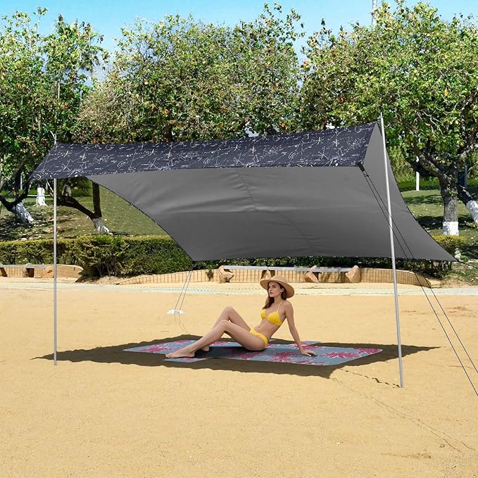 ALAZA Math Formula Sience Beach Tent Sun Shelter UPF50+ Protection Beach Shade Canopy w/ 4 Sandbags for Outdoor Camping Fishing Backyard Fun Picnic 10x9 ft