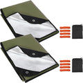 RedSwing 2 Pack Heavy Duty Waterproof Emergency Thermal Tarp Insulated Survival Blanket for Outdoor Camping Hiking and Emergency Shelter Green