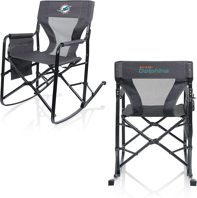 Picnic TIME NFL Woodland Rocking Camping Chair with Storage Caddy Camp Chair for Adults