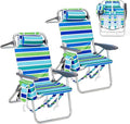 GarveeLife High Backpack Beach Chair for Adults 2 Pack Lightweight Portable Lay Flat Folding Beach Chair with 5 Positions Backpack Straps Phone Pocket Cup Holder Cooler Pouch &amp Towel Bar