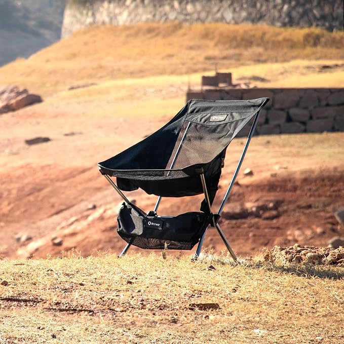 Camping Chair Lightweight Backpacking Hiking Chair Compact Portable 220 lbs Capacity Comfortable Widened Seat Folding Chair (Black)