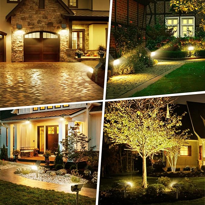 102 LED Solar Spot Lights Outdoor Waterproof IP65 Adjustable Landscape Spotlights [8 Pack/4 Modes] Auto On/Off Solar Powered Flood Lights for Outside Yard Garden Wall Pathway (Warm White)