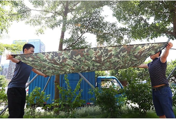 Lightweight Outdoor Cam Hiking Tent Tarp Waterproof Picnic Mat Shelter Tent Tarp Rain Fly with Drawstring Carrying Bag for Backpacking and Outdoor Living Camouflage Survival Gear(3*2.9M)