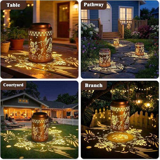 Hummingbird Solar Lights Outdoor Waterproof - Birthday Gifts for Women Mom Grandma Mothers Day Gifts Hanging Solar Lights for Yard Patio Porch Garden Decor