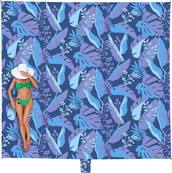 WEKAPO Beach Blanket Waterproof Sandproof Oversized Extra Large Beach Mat Sand Free Lightweight &amp Compact Sand Free Mat with 6 Stakes &amp 4 Corner Pockets