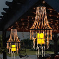 Hanging Candle Chandelier Outdoor Battery Operated Clear Acrylic Beaded Chandelier with Flickering Led Candle Light S Hooks Modern Lantern for Garden Yard Patio Gazebo Room Indoor Decorations 28”H