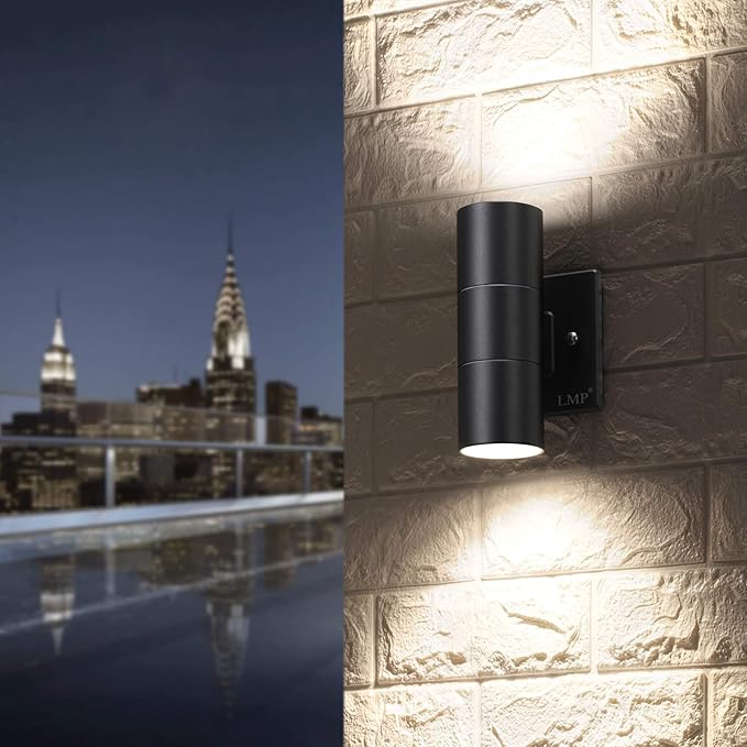 LMP Modern Outdoor Wall Light Porch Light Patio Light with Black Aluminum Finish for DecorationGarage 4Packs Black