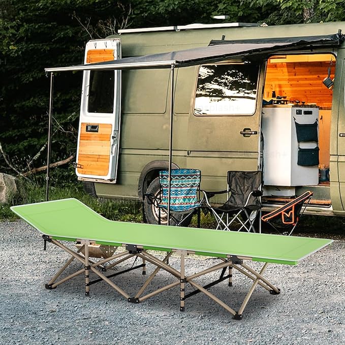 MoNiBloom Folding Sleeping Cot for Adults Easy to Set Up Portable &amp Lightweight Camping Cot for Outdoor Camping Lounging and Elevated Napping Support 360 lbs Green