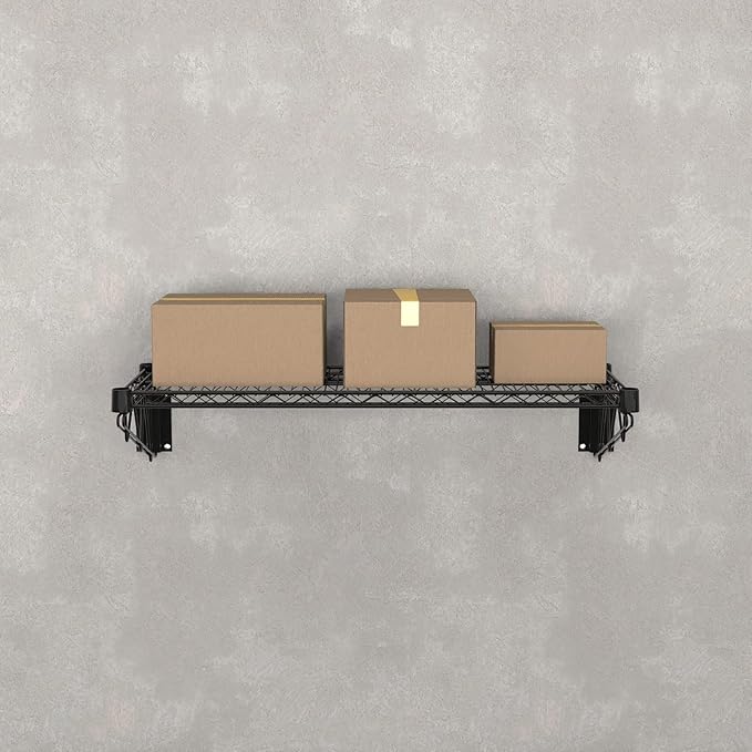 14 x 36 Black Epoxy Wire Wall Mount Shelf