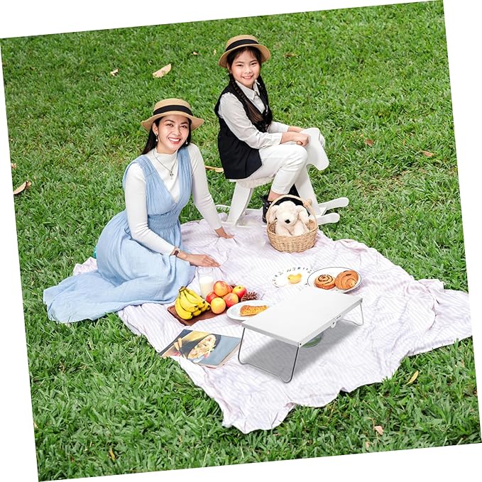 POPETPOP Lightweight Foldable Camping Table Stainless Steel Portable for Outdoor Cooking Picnics and Hiking Activities