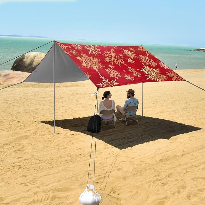 Christmas SnowflakeCamping Sun Shelters 9.2 x 10.5 FT Beach Canopy Tent Sun Shade with Carrying Bag for Camping Trips Fishing Backyard Fun or Picnics 21341764