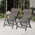 Domi Patio Outdoor Sling Chairs Set of 2 with Moveable Headrest Folding Chairs Outdoor Reclining Camping Chairs with Armrest Adjustable High Backrest and Padded Textilene Fabric Seat
