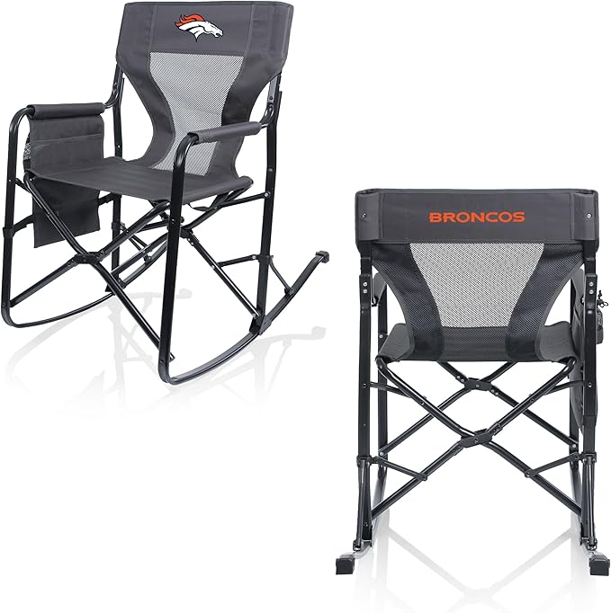 Picnic TIME NFL Woodland Rocking Camping Chair with Storage Caddy Camp Chair for Adults