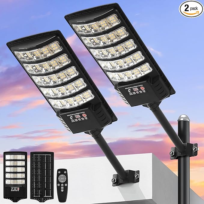 Solar Motion Lights Outdoor Super Bright IP67 Waterproof Security Light 3 Modes Flood Light for Garden Yard Pathway Zero Wiring (2 Pack)