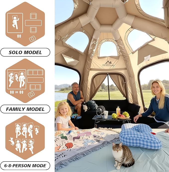 Inflatable Tents for Camping Large Inflatable Camping Tent with Hand Pump Easy Setup Tents for 4-6 People Portable Glamping Tent