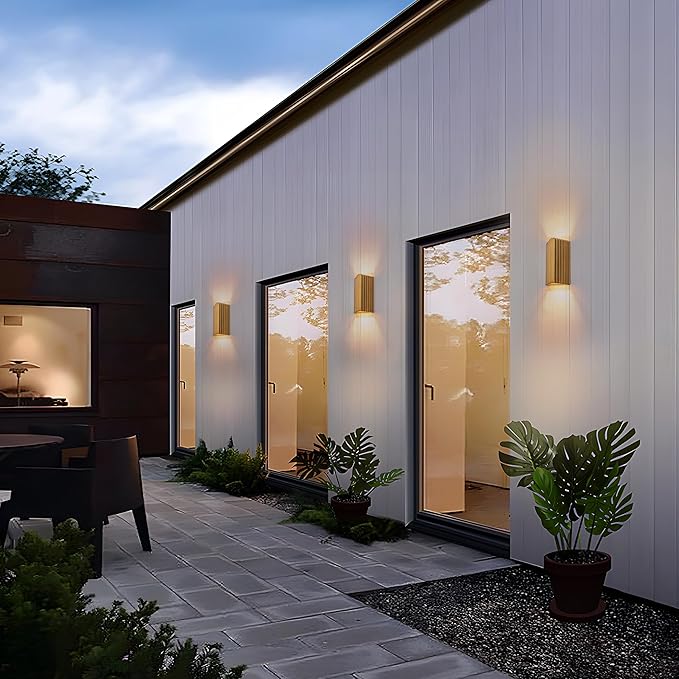 11 Modern Outdoor Wall Lights Hand-Brushed Vintage Gold LED Exterior Lighting Fixtures Outdoor Wall Sconce Light for House Exterior Garage Porch Patio