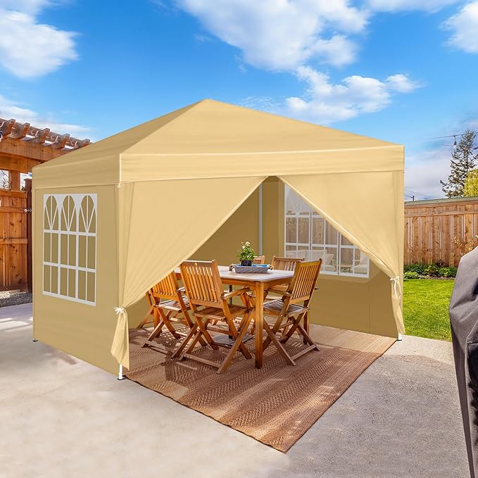 3 x 3m Two Doors &amp Two Windows Practical Waterproof Right-Angle Folding Tent Khaki