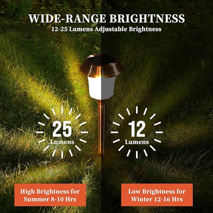 Solar Pathway Lights Outdoor 4 Pack Stainless Steel &amp Glass Solar Garden Lights Auto Dusk to Dawn IP65 Waterproof LED Path Lights for Yard Lawn Walkway Driveway