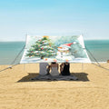 ALAZA Christmas Snowman Tree Beach Tent Sun Shelter UPF50+ Protection Beach Shade Canopy w/ 4 Sandbags for Outdoor Camping Fishing Backyard Fun Picnic 10x9 ft
