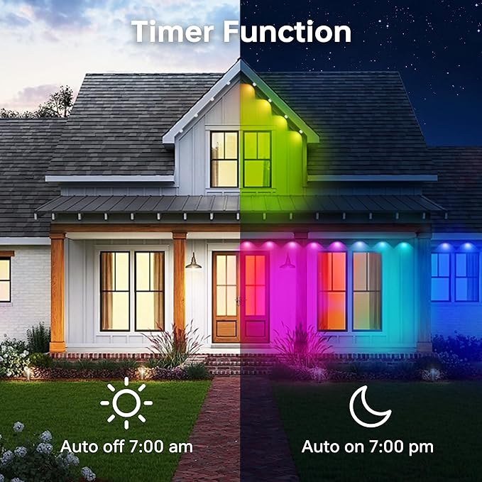 Permanent Outdoor Lights for House 120FT with 72 LED Smart RGB Christmas Outdoor Lights with App/Remote Control Waterproof IP67 Eaves Light DIY Scene Mode for Holiday Garden Decor