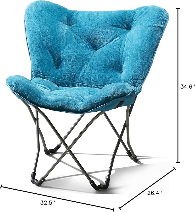 Foldable Butterfly Chair with Soft Microsuede Fabric - Multi-Color Portable Home Seating (Blue)
