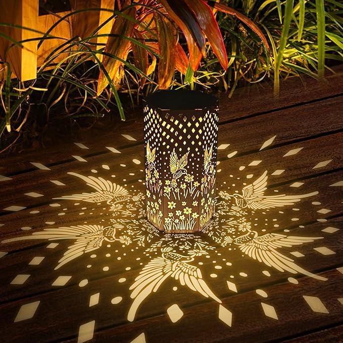 Mothers Day Gifts for Mom Grandma - Birthday Gifts for Women 4 Pack Hummingbird Solar Lanterns Outdoor Waterproof Solar Lights Outdoor Hanging Garden Decor for Outside