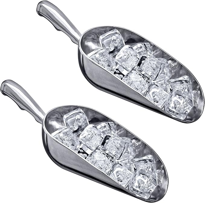 Amazing Abby - Elsa - 24-Ounce Aluminum Ice Scoops (Set of 2) Cast Aluminum Utility Scoops Food-Grade Good for Home and Commercial Use NOT Dishwasher-Safe Hand-Wash Recommended