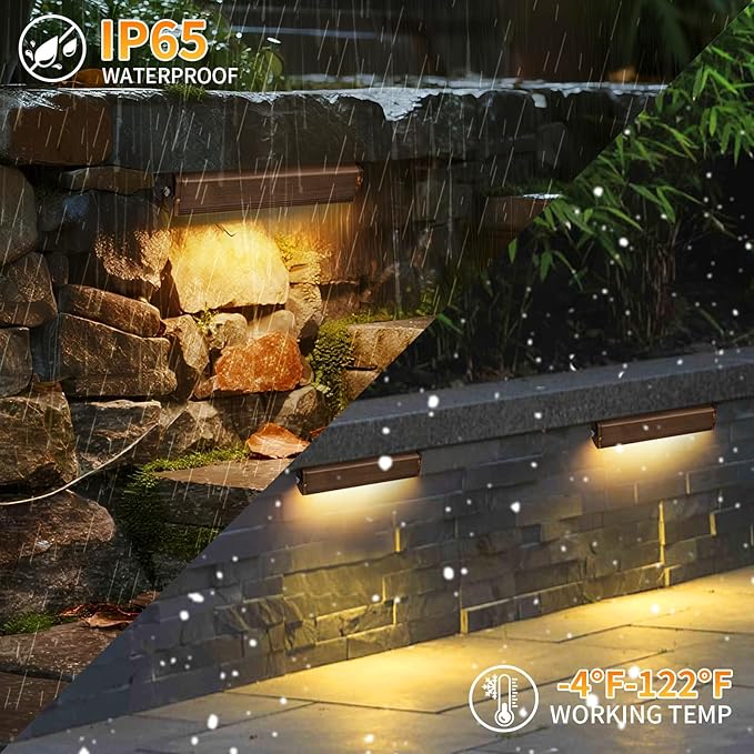 12-Packs 7inch 3W LED Hardscape LightingRetaining Wall Lights12V Low Voltage Bronze Gold Landscape Paver LightingIP65 Waterproof Outdoor Step Lights2700K Soft White