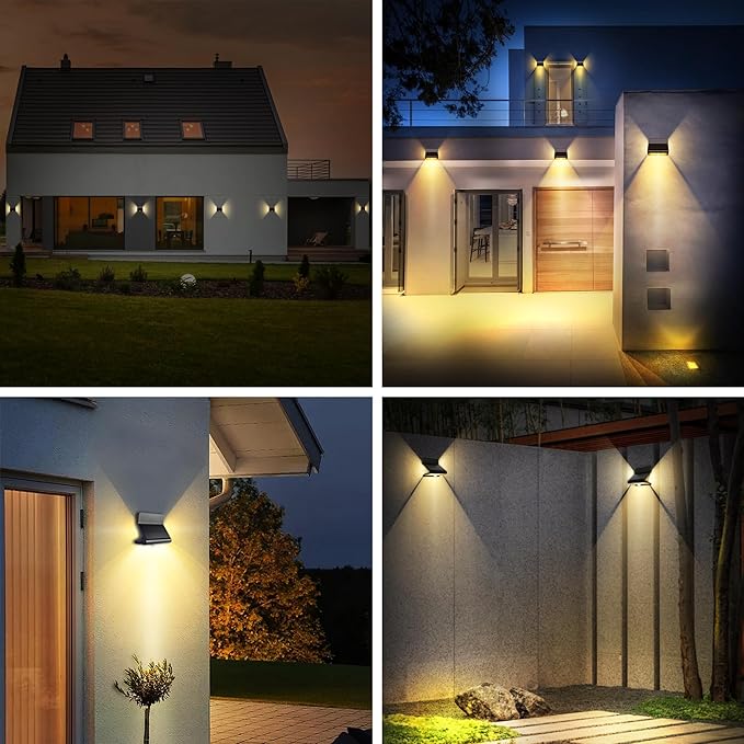 Motion Sensor Outdoor Lights with Optical Lens - 3 Modes IP44 Waterproof Solar Wall Light for Garden Patio Yard (2 Pack)