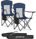 SONGMICS Breathable Camping Chairs Foldable Outdoor Chairs Set of 2 High Back Adjustable Armrests Drink Holder Weight Capacity 330 lb for Sports Garden Backyard Harbor Blue UGCB028Q01