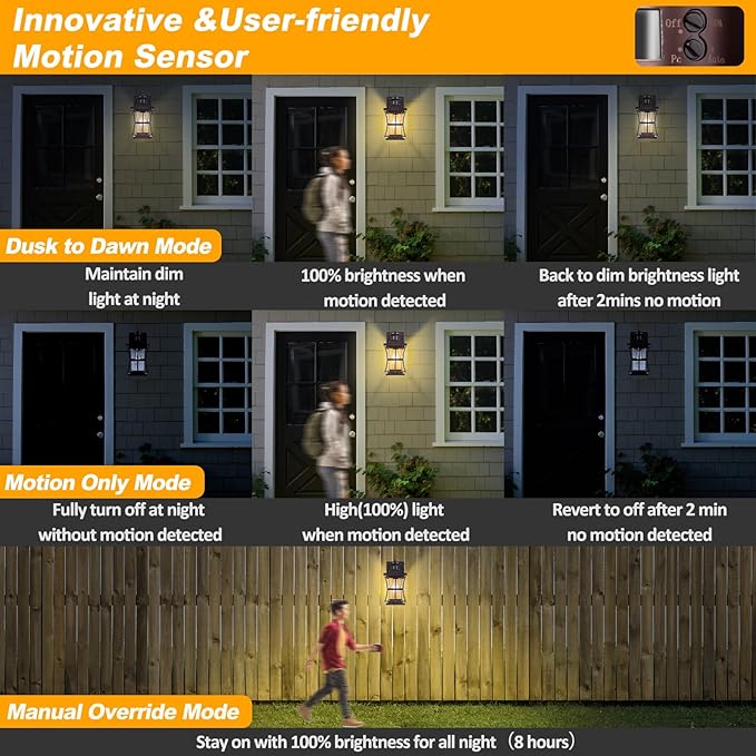Large Oil Rubbed Bronze Motion Sensor Outdoor Lights 15.5inch - Dusk to Dawn Outdoor Lighting Waterproof Porch Lights Outdoor Wall Sconce Exterior Light Fixtures for House Garage Anti-Rust