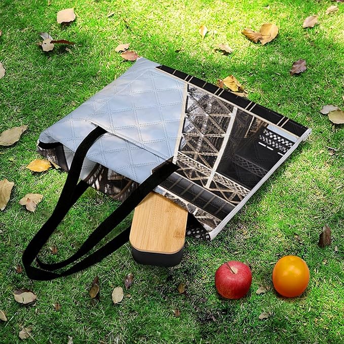 Zipper Eiffel Tower French Paris Monument Style Picnic Mat Suitable for Travel Camping Park Or Home Use