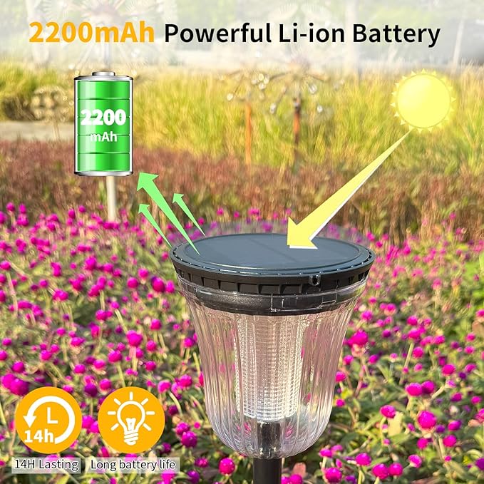 Solar Pathway Lights 4 Pack 2-in-1 Cool &amp Warm White High Lumen Waterproof IP65 Auto On/Off Outdoor Solar Lights for Yard Patio Walkway Garden