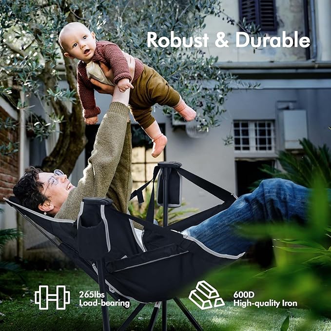 AKSOUL Hammock Camping Chair Swinging: Foldable &amp Portable Swing Chairs with Storage Bag - 265lbs Adult Weight Capacity - Folding Rocking for Lawn Camp Stargazer Outdoor