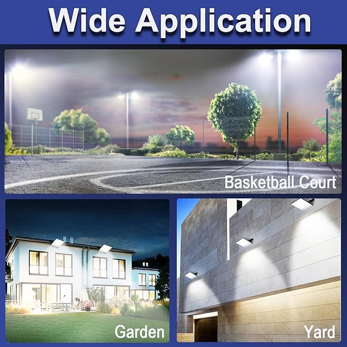 2-Pack 200W LED Flood Light Outdoor 20000LM Bright Plug-in Flood Lights with Switch IP66 Waterproof Exterior Security Lights LED Work Light for Garage Yard Garden Playground Stadium Arena