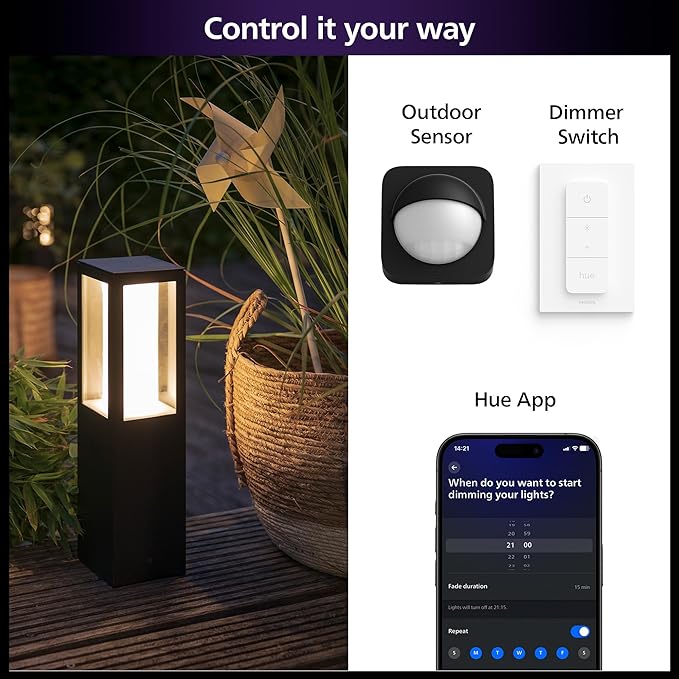 Philips Hue Impress Outdoor Pedestal Light (Low-volt) (400 x 100mm) White &amp Color Light Voice Control Bridge required