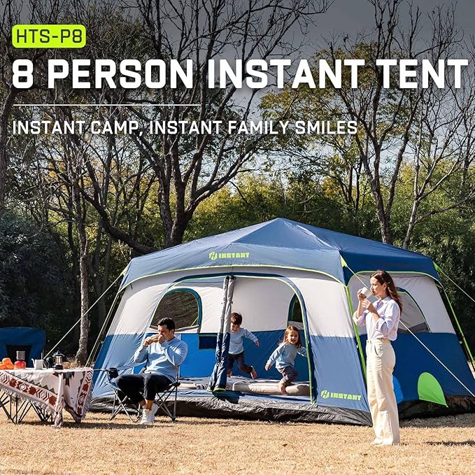 4/6/8 Person Instant Tent Waterproof Pop Up Tents for Camping with Rainfly 60 Seconds Easy Setup Automatic Cabin Tent for Family Camping with Expandable Carry Bag &amp Upgraded Ventilation