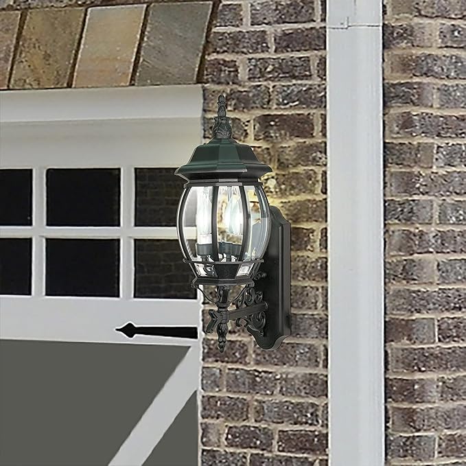 Nuvo Lighting 60/890 Traditional Three Light Outdoor Wall Mount from Central Park Collection in Black Finish