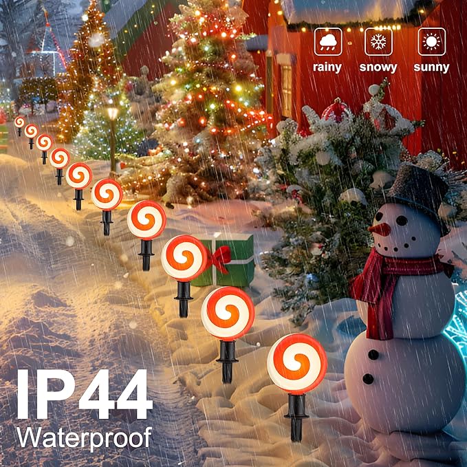 Ultimate Unicorn Christmas Decoration Lollipop Pathway Lights Pathway Lights Decoration Red Peppermint Lights Outdoor with Stakes LED Lollipop Lights for Pathway Yard Sidewalk Garden Rooftop