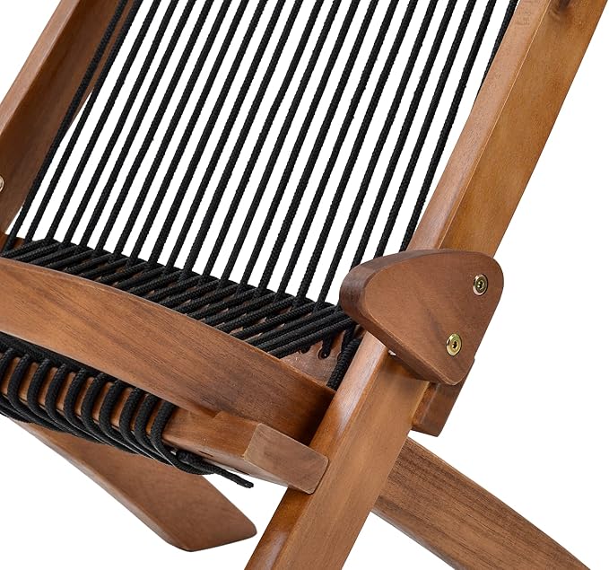 Outdoor Camping Folding Chair with Solid Wood Frame and Rope Surface Stable and Durable. Outdoor Folding Rope Wooden Chair with Solid Wood Frame Reliable for Courtyard Gatherings
