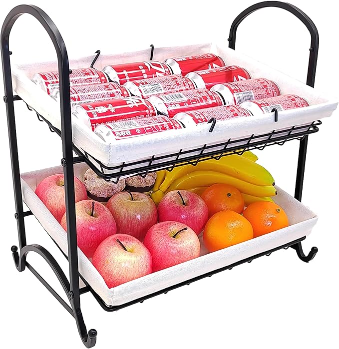 Stackable Candy Display Rack with Canvas Cover|Stackable Candy Organizer|Multi-Function Snack Rack&ampShelf for Chips |Perfect Display Solution for Stores (White Medium)
