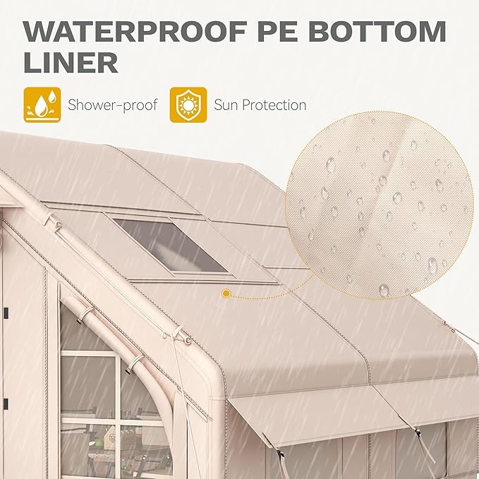 DWVO 13FT X 10FT Inflatable Camping Tents 6-8 People Inflatable House Tents with Pump Easy Setup with Explosion Proof Valve Waterproof Oxford Air Glamping for Camping