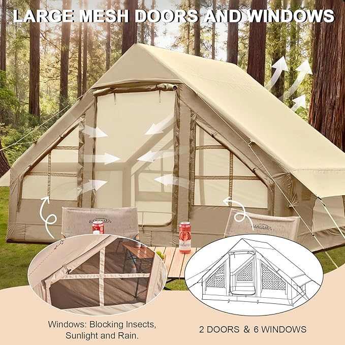 Inflatable Tents for CampingEasy Blow Up Tent with Hand Pump4 Seasons Waterproof Air Inflatable Camping Tent House for Family Weekend Camping