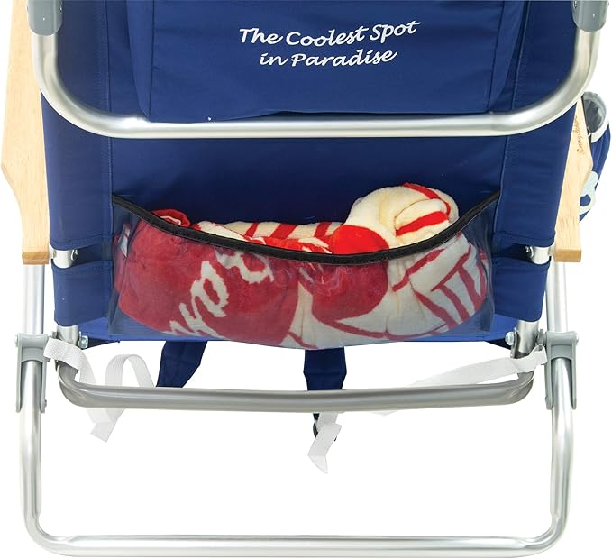 Tommy Bahama 2-Pack 5-Position Classic Lay Flat Backpack Beach Chair with Cooler and Cup Holder Portable Folding Beach Chair for Tanning Navy