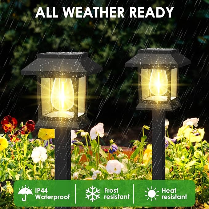 Solar Outdoor Lights 12 Pack Solar Pathway Lights Waterproof Landscape Lighting for Path Walkway Lawn Garden Yard Outside Décor Black